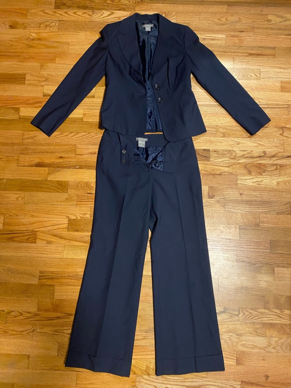 Ann Taylor Navy Women's Two-Piece Pantsuit Blazer & Trousers